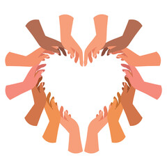 Hands in heart shape,  Hands holding each other strongly, hand in hand with heart shape concept.