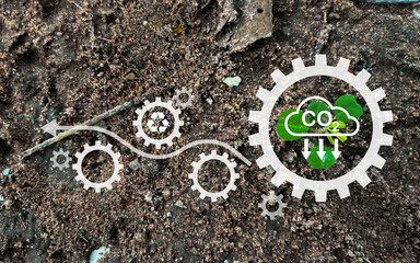 Title..ESG icon concept. Environment, society and governance. Energy of natural gas sustainable and ethical business on network connection on green background