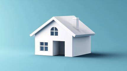 12. House, 3D. White house, icon, symbol for real estate, sale, rent concepts. A modern banner for the advertisement of country houses. Vector. Modern vector banner featuring a 3D white house icon,