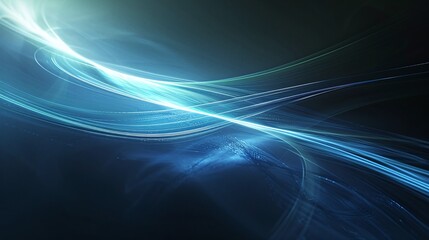 A captivating abstract image featuring smooth, flowing light waves in various shades of blue against a dark background. Product presentation background.