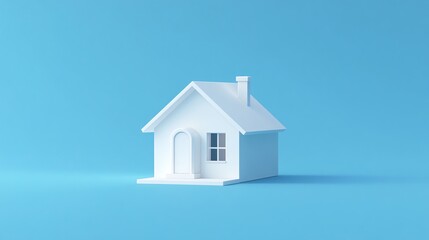 13. House, 3D. White house, icon, symbol for real estate, sale, rent concepts. A modern banner for the advertisement of country houses. Vector. Sleek 3D illustration of a white house, serving as a