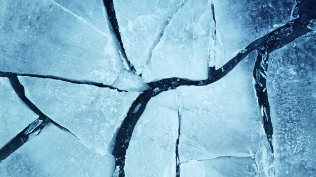 Super Slow Motion Shot of Ice Breaking Texture Background at 1000 fps.
