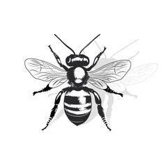 hand drawn Honey bee isolated on white background.