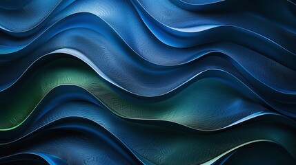 Obraz premium A captivating abstract wave pattern in shades of blue and green, showcasing elegance and movement in artistic design. Product presentation background.
