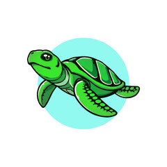 Sea turtle cartoon vector isolated on white background.  Turtle mascot editable logo design