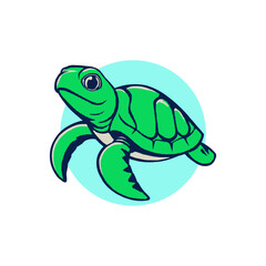 Sea turtle cartoon vector isolated on white background.  Turtle mascot editable logo design
