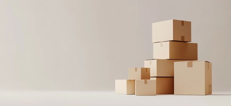 A stack of cardboard boxes on a white background
