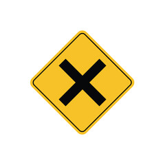 Fototapeta premium road sign icon, Danger Junction road on yellow rhombus board. suitable for poster use and web icon 