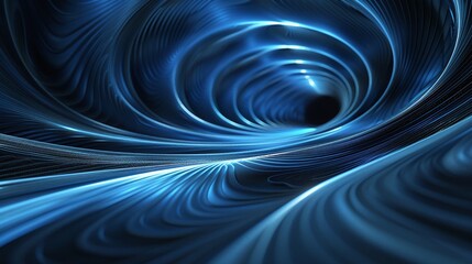 Fototapeta premium A mesmerizing blue tunnel with swirling patterns, representing depth and motion in a futuristic digital landscape. Product presentation background.