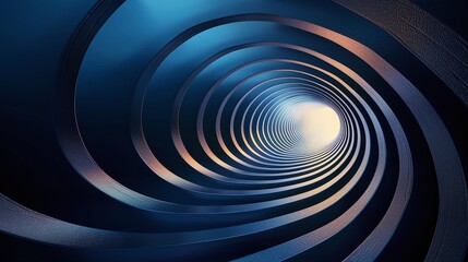 Obraz premium A mesmerizing spiral tunnel with hues of blue and light, creating a sense of depth and intrigue. Product presentation background.