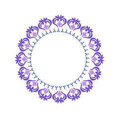 Round wreath damask luxury purple design, round ornament abstract pattern, classic traditional style, illustration vintage design, damask flower pattern. Ideally for all decoration.