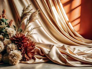 Silk and flowers themed background