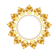 Round wreath damask luxury gold design, round ornament abstract pattern, classic traditional style, illustration vintage design, damask flower pattern. Ideally for all decoration.