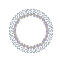 Round wreath damask luxury pale blue and grey design, round ornament abstract pattern, classic traditional style, illustration vintage design, damask flower pattern. Ideally for all decoration.