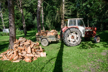 tracteur remorque bois