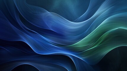 Obraz premium A serene abstract background featuring flowing waves of blue and green hues, perfect for creating a calming atmosphere. Product presentation background.