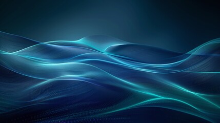 Fototapeta premium A serene abstract image of flowing waves, featuring shades of blue and green, evoking tranquility and fluidity in design. Product presentation background.