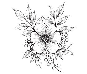 Background with flowers art Illustration flower line