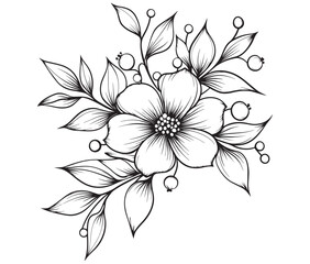 Background with flowers art Illustration flower line