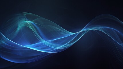 A stunning abstract image featuring harmonious blue waves and flowing shapes against a dark background, creating a sense of calm.