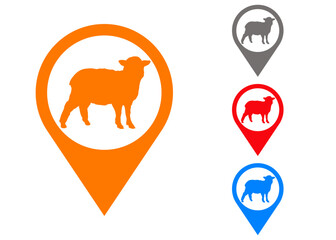 Logo animal de granja. Silueta de cordero en indicador de posición © teracreonte