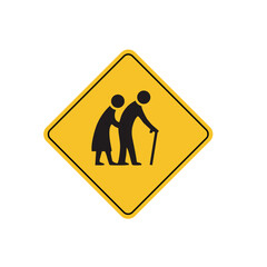 road sign icon, Frail Pedestrians on yellow rhombus. board.suitable for poster use and web icon