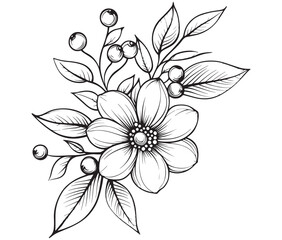 Background with flowers art Illustration flower line