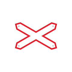 Fototapeta premium road sign icon, Rail Crossing with 1 railway road on yellow rhombus. board.suitable for poster use and web icon 