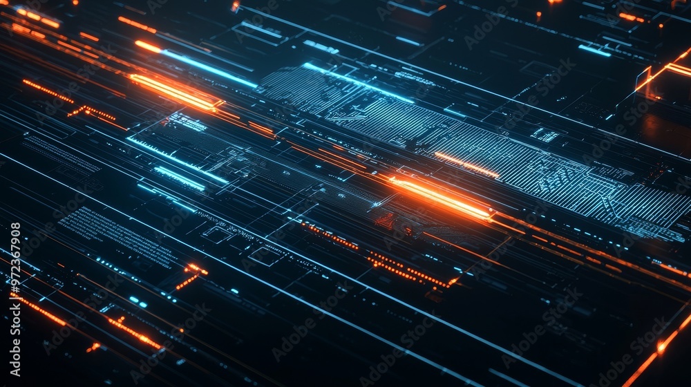 Leinwandbilder The background features pink and blue glowing lines ascending in a 3D rendering. This is a stunning, colorful wallpaper with rays of light coursing through it.