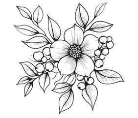 Background with flowers art Illustration flower line