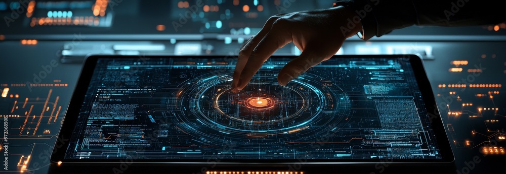 Aufkleber AI chatbot, Stock, Businessman using technology smart robot for business through command prompt, Innovation futuristic technology, AI.