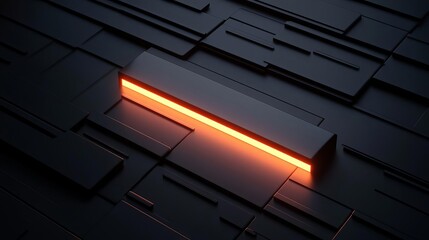 A 3D search bar illuminating a dark virtual environment, guiding users to their desired results, symbolizing search clarity