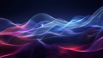 Obraz premium A vibrant abstract background featuring colorful waves of light in shades of blue, pink, and purple, creating a dynamic visual effect.