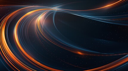 A vibrant abstract background featuring flowing light trails in orange and blue hues, creating a dynamic and energetic visual effect.