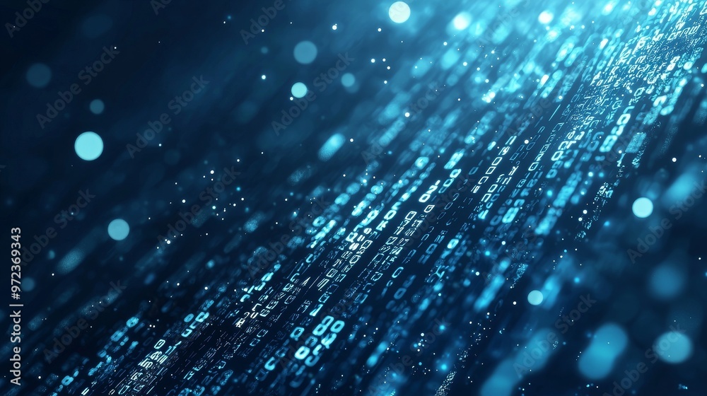 Poster Background in a matrix style. 4K rendering. Data technology background. Big data visualization. Data flow. Information code.