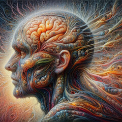 human head with brain