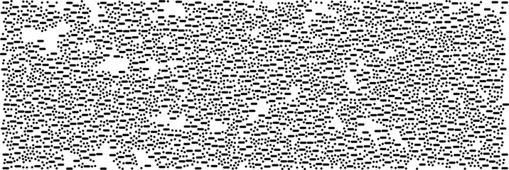 Abstract seamless pattern with Morse code points and dashes. Irregular bw bg with specific signs. Circles and rounded rectangles in simple geometry background. Geometric vector texture © Kusandra