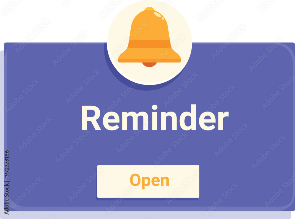 Poster reminder notification window is appearing on a display with a bell icon