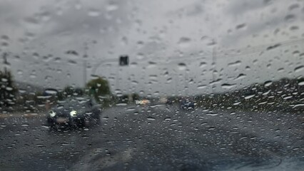 rain road glass traffic transportaion window raindrops