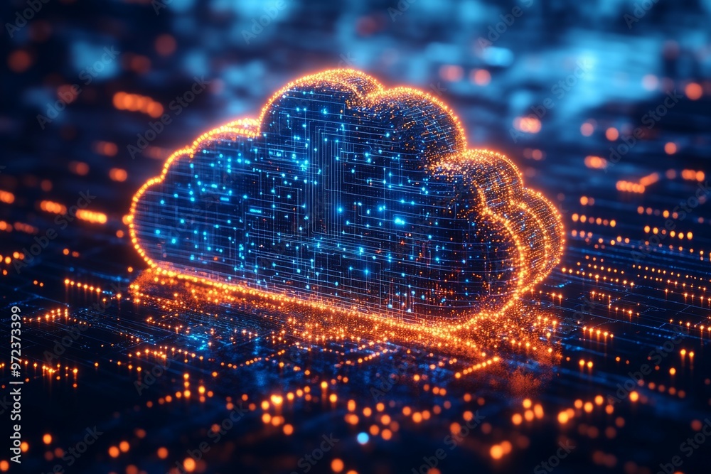Aufkleber digital city and cloud computing using artificial intelligence background
