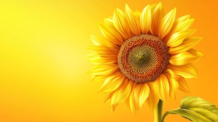 Obraz premium A vibrant yellow sunflower against a yellow background.