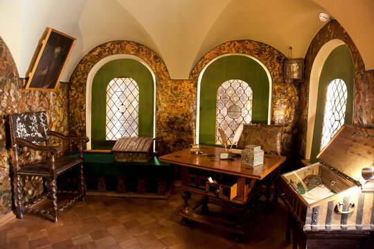 Museum "Chambers in Zaryadye". Chambers of the Romanov boyars. Boyar's office. Male half. Moscow, Russia