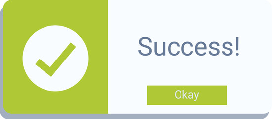 Green success pop up is showing a check mark for a task complete