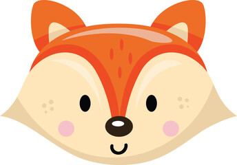 Cute fox face isolated on white