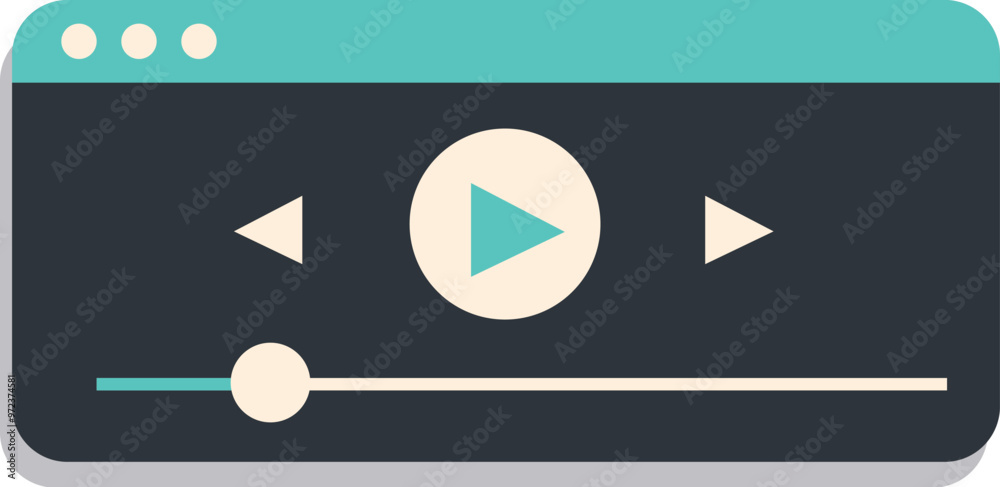 Poster this minimal design video player is paused with a progress bar and buttons