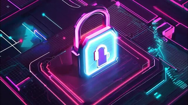 A Pink Facebook Logo Inside a Padlock on a Circuit Board
