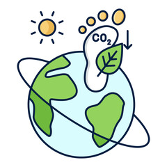 Carbon Footprint Reduction Icon Design. Represents Sustainability, Eco-Friendly Solutions, Conservation Efforts, Environmental Awareness. Transparent PNG.
