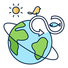 Ocean Conservation Icon Design. Represents Sustainability, Eco-Friendly Solutions, Conservation Efforts, Environmental Awareness. Transparent PNG.