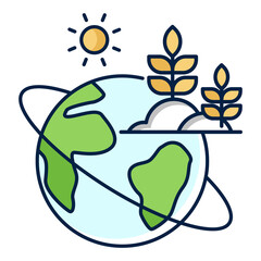 Sustainable Agriculture Icon Design. Represents Sustainability, Eco-Friendly Solutions, Conservation Efforts, Environmental Awareness. Transparent PNG.