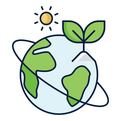 Global Reforestation Icon Design. Represents Sustainability, Eco-Friendly Solutions, Conservation Efforts, Environmental Awareness. Vector icon with editable Stroke.